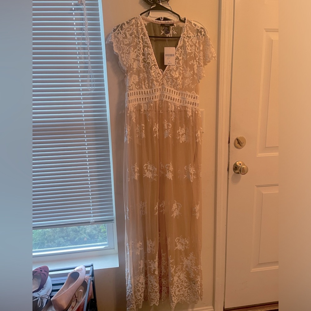 Apricot lace boho dress maxi size large